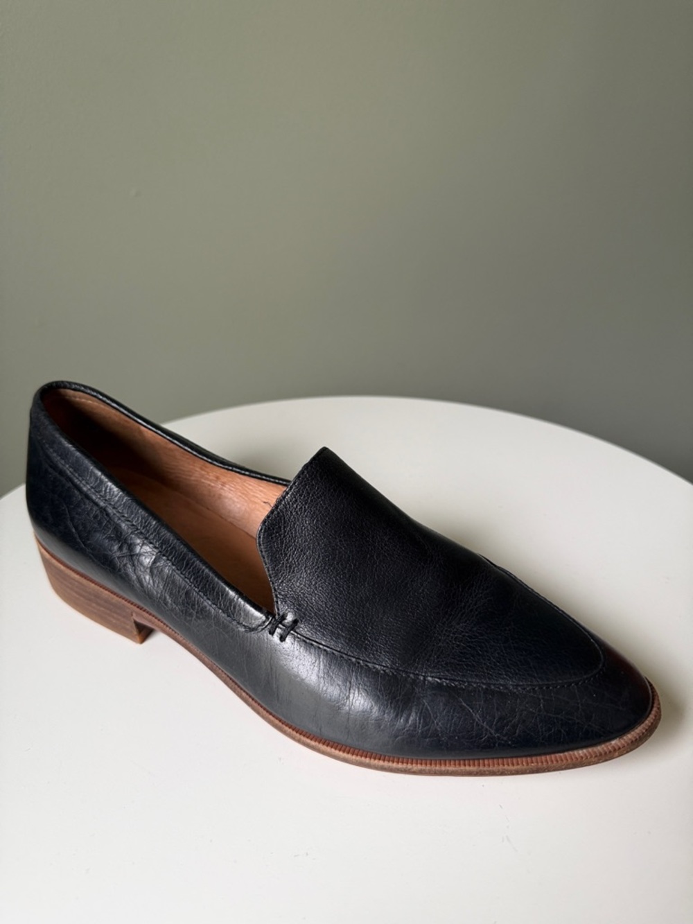 Madewell Black Leather Minimal Loafers Slip On Low Heel Soft Leather Size 9.5
